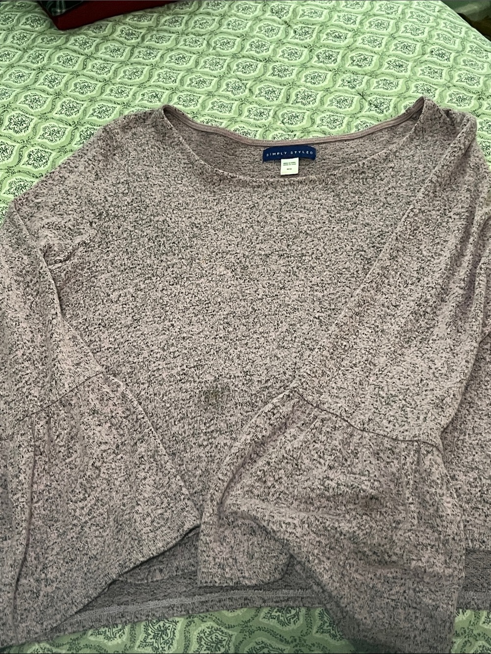 Simply Styled Heathered Mauve Scoop Neck Bell Sleeve Top from Sears